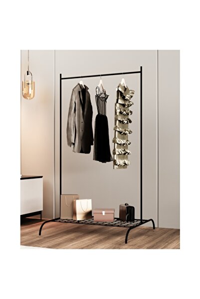 Güzelkan Konfeksiyon Askısı Metal Raflı Askılık Ayaklı Kıyafet Askılığı