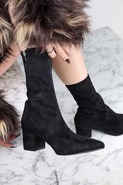 Sibel Durmaz Wall Black Stretch Suede Boots