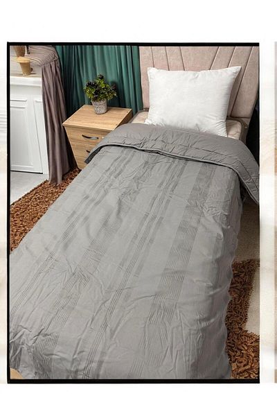 Clasy 100% Cotton Ranforce Single Double Sided Quilt Unita V4 Gray Plain Pattern