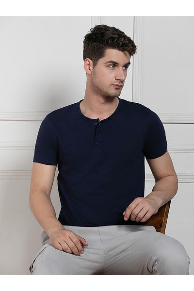 Dennis Lingo By Styli Henley Neck Solid Regular Fit T-Shirt