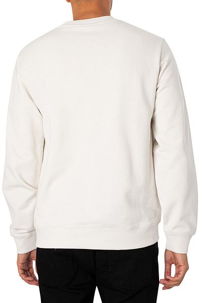 HUGO White Cotton Sweatshirt - Regular Fit, Crew Neck, Long Sleeve ( 50447964 -101)