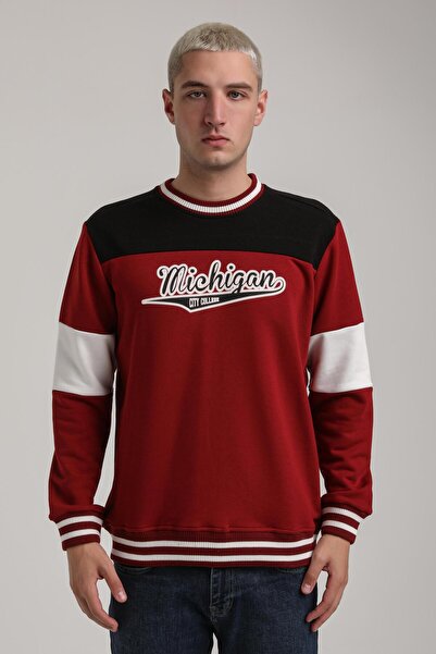 NEW WORLD POLO Crew Neck Burgundy Slim Fit Sweatshirt 24Fwm60192