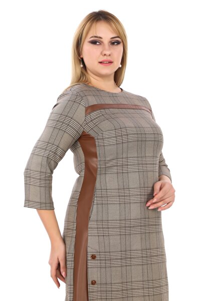 Element's Γυναικείο φόρεμα με ρίγες και δερμάτινη λεπτομέρεια 5154