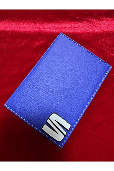 ATTA PAZARLAMA حامل ترخيص من الجلد الأزرق من زجاج شبكي منقوش، حافظة ترخيص، مح...