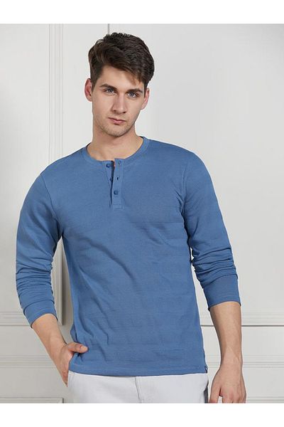 Dennis Lingo By Styli Regular Fit Textured Henley Neck T-Shirt
