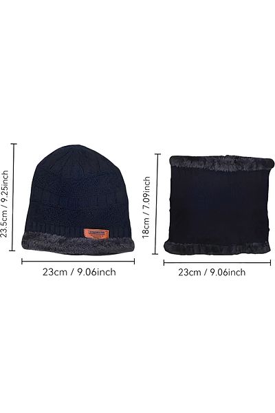 Ticen Navy Blue Beret and Scarf Set - Warm and Fashionable Winter Accessories