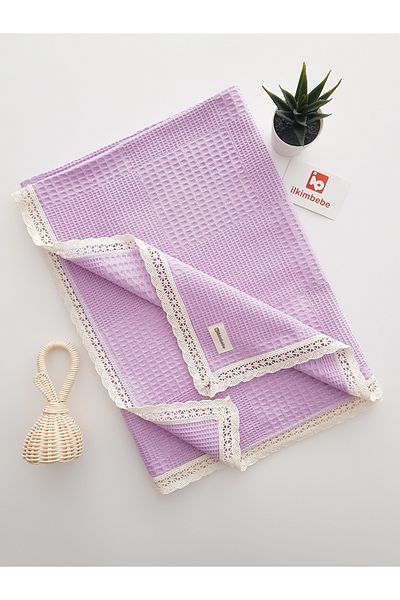 ilkimbebe 100% Cotton, Lace Pique Baby Blanket 85X90