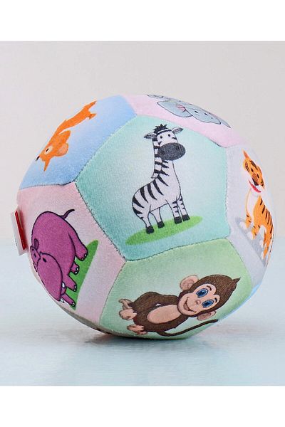 Babyhug Babyhug Wild Animals Soft Ball for Kids - Multicolor, Squeezable, 13cm, Educational, Non-Toxic, 3M+