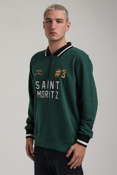 NEW WORLD POLO Crew Neck Green Slim Fit Sweatshirt 24Fwm60207
