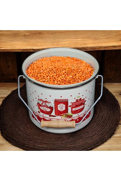 emaye market Enameled Copper Yogurt Pot Pulses Storage Pot Potato Onion Bucket 16 cm 2 Lt