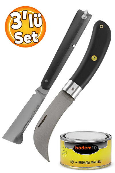 Badem10 Plastik Saplı Bıçak Çakı Soğuk Aşı Macunu Profesyonel Çelik Eğri Uç B...