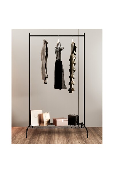 Güzelkan Konfeksiyon Askısı Metal Raflı Askılık Ayaklı Kıyafet Askılığı