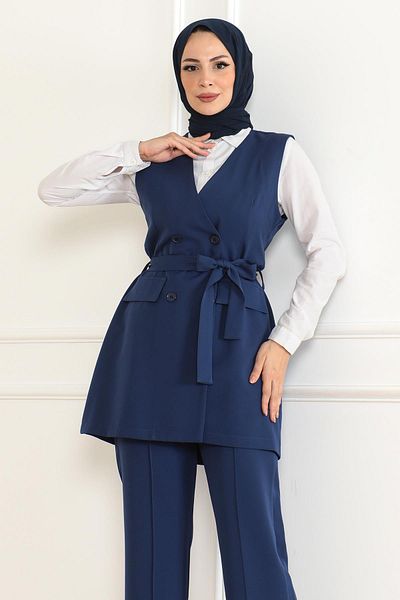 Modamihram Indigo 19232 - Set dublu cu detaliu curea