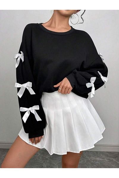 NATUFIAN STORE Women's Bow Oversize Sweatshirt