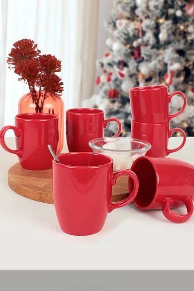 Keramika New Year's Red Cloud Mug 9 cm 6 Pieces
