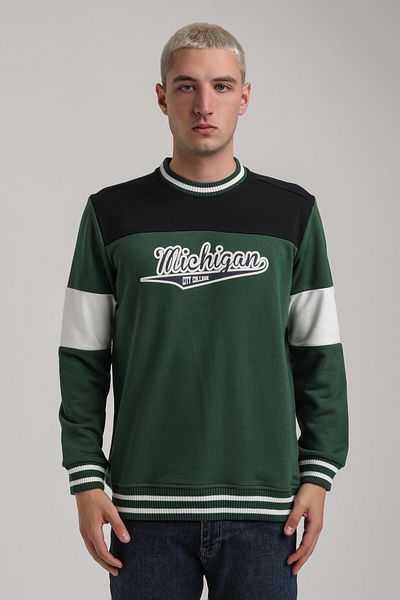 NEW WORLD POLO Crew Neck Green Slim Fit Sweatshirt 24Fwm60192