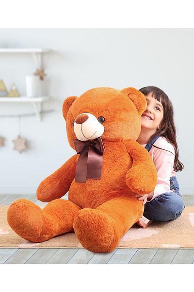 Babyhug لعبة دب تيدي من القطيفة الناعمة من Babyhug بطول 90 سم باللون البني، مصنوعة من مادة لطيفة وغير سامة، مثالية للأطفال