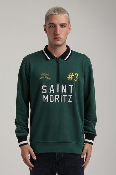 NEW WORLD POLO Crew Neck Green Slim Fit Sweatshirt 24Fwm60207
