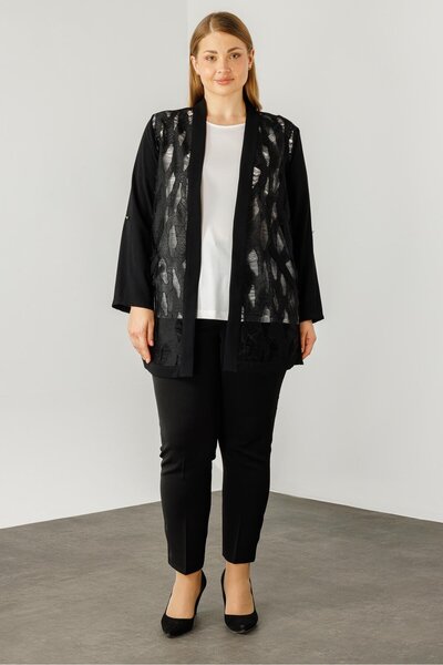 Moda İlgi Modailgi  Güpür Detaylı İkili Takım Siyah