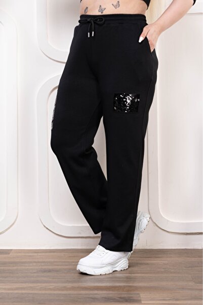 Esina Modal Fabric Women's Sweatpants - Pipe Leg, Sequined