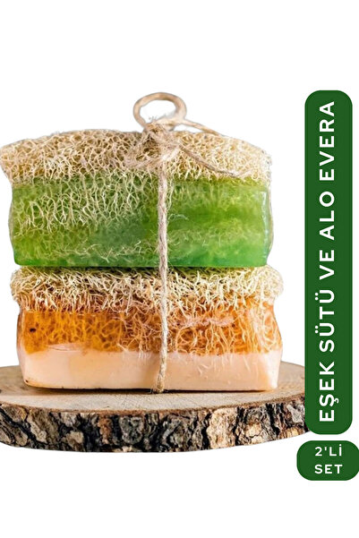 VERANT El Yapımı Kabak Lifli Eşek Sütü Ballı ve Aloe Vera Sabunu 2'li Set