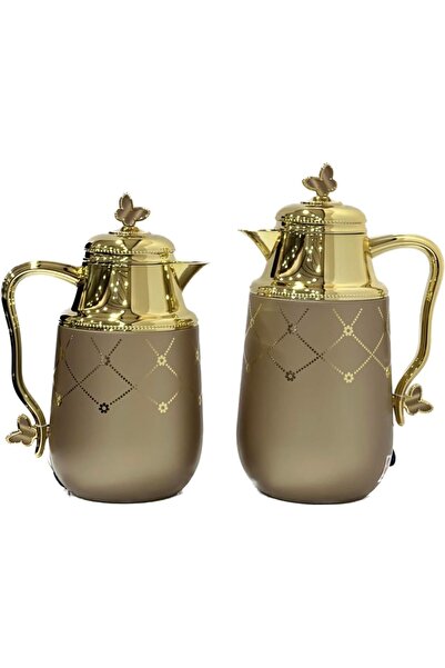 AVCI HOME MAKER 2 PIECES SET FLASK 0.7 LITRE AND 1 LITRE - COFFEE AND GOLD