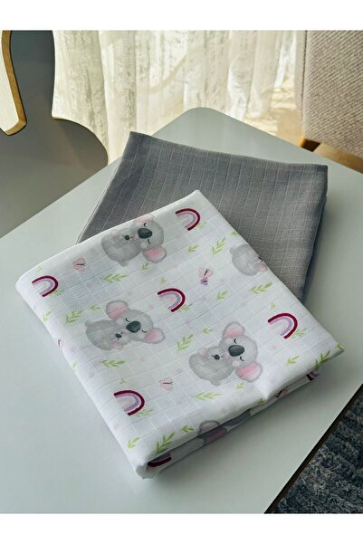 Fulya Tuhafiye طقم بطانية أطفال من الموسلين مكون من قطعتين من القطن 100%، بطا...