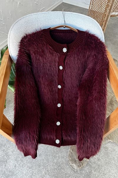 Poliyance Luxury Burgundy Cardigan