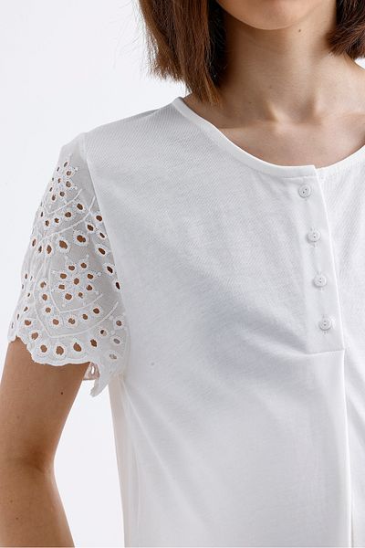 Magic Form Cropped Short Sleeve Combed Cotton Nightgown - 86708
