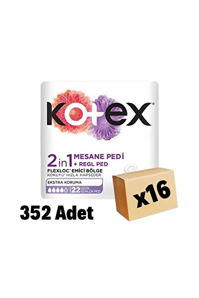 Kotex 2IN1 Regl-Mesane Günlük Ped 352 Adet 16 Paket