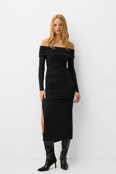 Bershka Open Shoulder Midi Dress