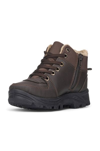 İmerShoes Καθημερινά Γυναικεία Αγόρια Κορίτσια Καφέ Παιδικά Μποτάκια Γούνινη Φόδρα με κορδόνια Οβάλ Μποτάκι με φερμουάρ 389