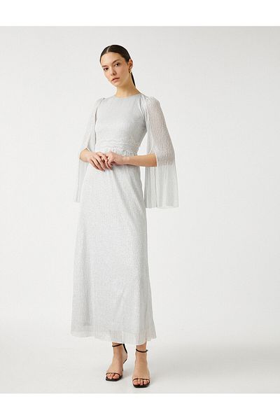 Koton Tulle Sleeve Long Dress