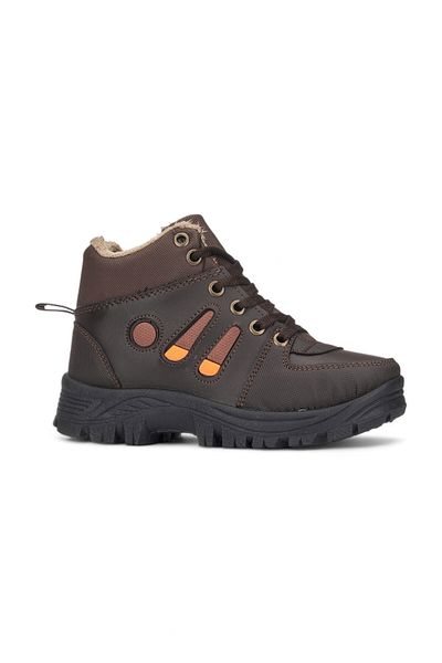 İmerShoes Καθημερινά Γυναικεία Αγόρια Κορίτσια Καφέ Παιδικά Μποτάκια Γούνινη Φόδρα με κορδόνια Οβάλ Μποτάκι με φερμουάρ 389