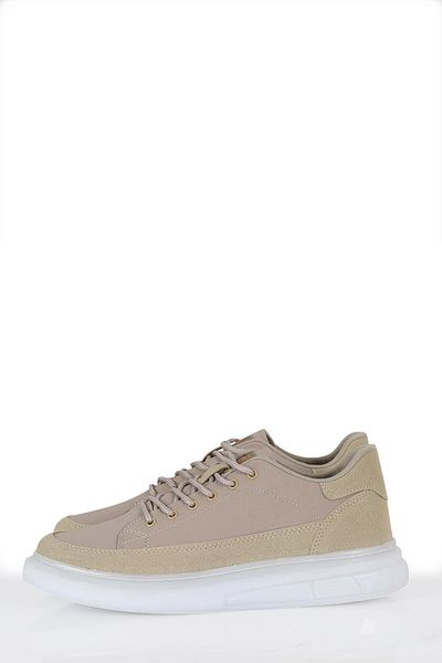 Anıl Ayakkabı Nk Leon Men's Beige Cream Suede Parachute Fabric Memory Foam Sole Casual Walking Shoes