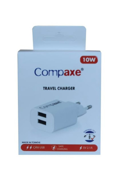 COMPAXE CTA-521DUMB24 10W 5V 2.1A ÇİFT USB + USB T KABLOLU SET