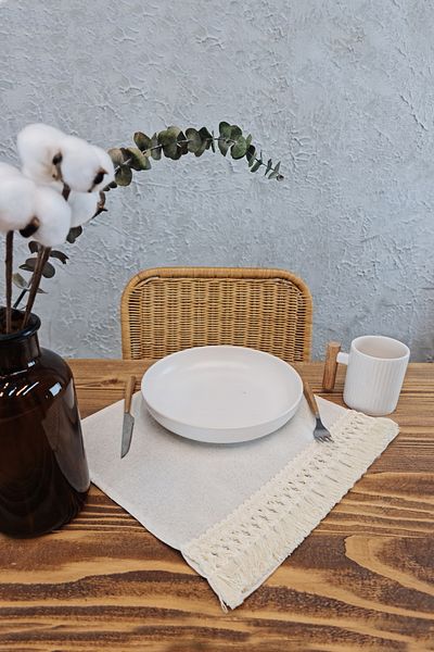 cotton maison Φυσική χαρτοπετσέτα με κρόσσια 6 τεμαχίων 30x30 εκ