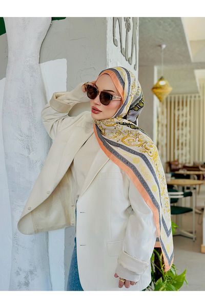 Organic Scarfs Μεταξωτό σάλι Versace Salmon - Εισαγόμενο σχέδιο Voile