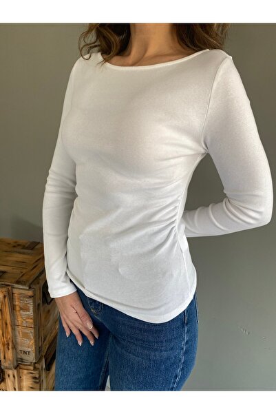 ABBRA Γυναικεία μπλούζα με λαιμόκοψη με κορδόνι