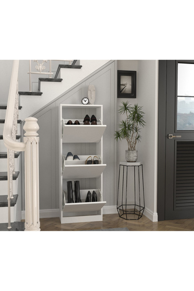 dorpek Bell 3 Raflı Ayakkabılık Beyaz