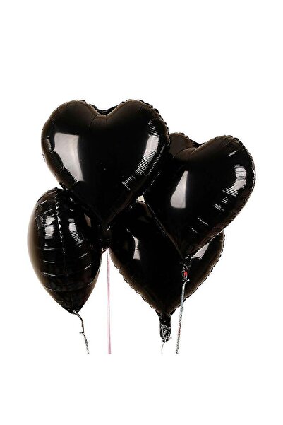 turkuaz parti SİYAH KALP FOLYO BALON