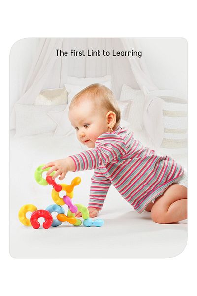 Babyhug Babyhug C Shaped Chain Links Set, 12 Pieces Educational Toy for Motor Skills, 6M+, 6x5.5cm Each