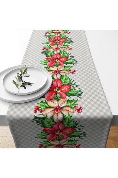 LUX VIE Πρωτοχρονιάτικο Δώρο Premium Flower Design Runner - Τραπεζομάντηλο 40*140 cm