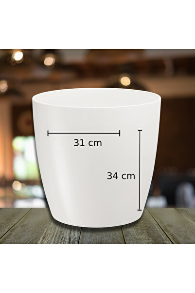 saksiart Yakut Saksı Plastik Beyaz H:34-çap:31cm