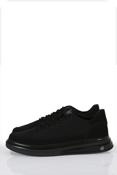 Anıl Ayakkabı Nk Leon Men's Black Suede Parachute Fabric Memory Foam Sole Casual Walking Shoes