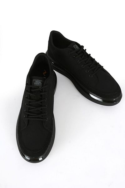 Anıl Ayakkabı Nk Leon Men's Black Suede Parachute Fabric Memory Foam Sole Casual Walking Shoes