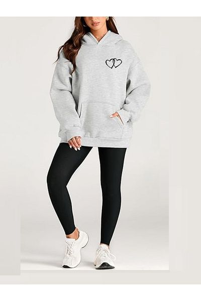 Duples 3 Thread Unisex Digital Heart Printed Sweatshirt 100% Cotton