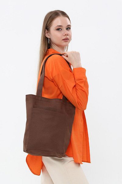 Bagg Dark Brown Gabardine Bag with 2 Pockets