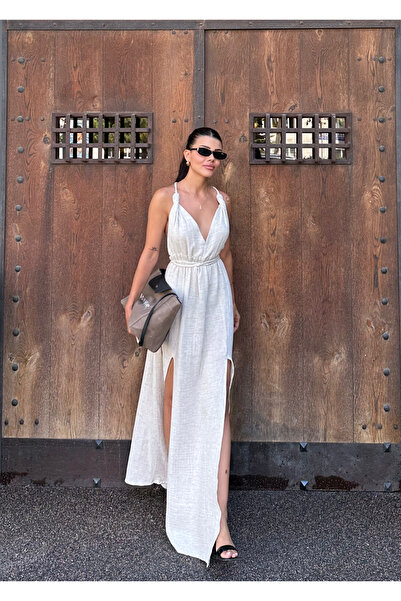 Angel Mia Rochie de culoare bej cu detalii tricotate