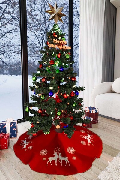 Viva Home Kırmızı Yılbaşı Çam Ağacı Altı Örtüsü 68x68cm AO20